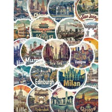 Set 50 Stickers Ciudades Viajeros Países Decorativo 